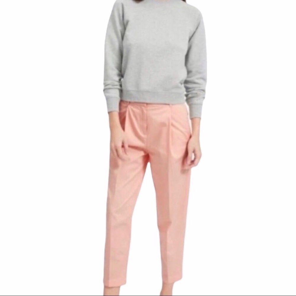 Everlane Slouchy Chino Pants Cropped Pleated Pink Size 6 Ankle Lengtb - Picture 2 of 11